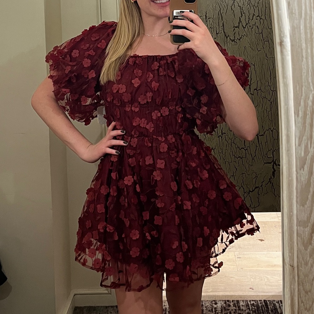 Altar'd State Red Floral Mini Dress